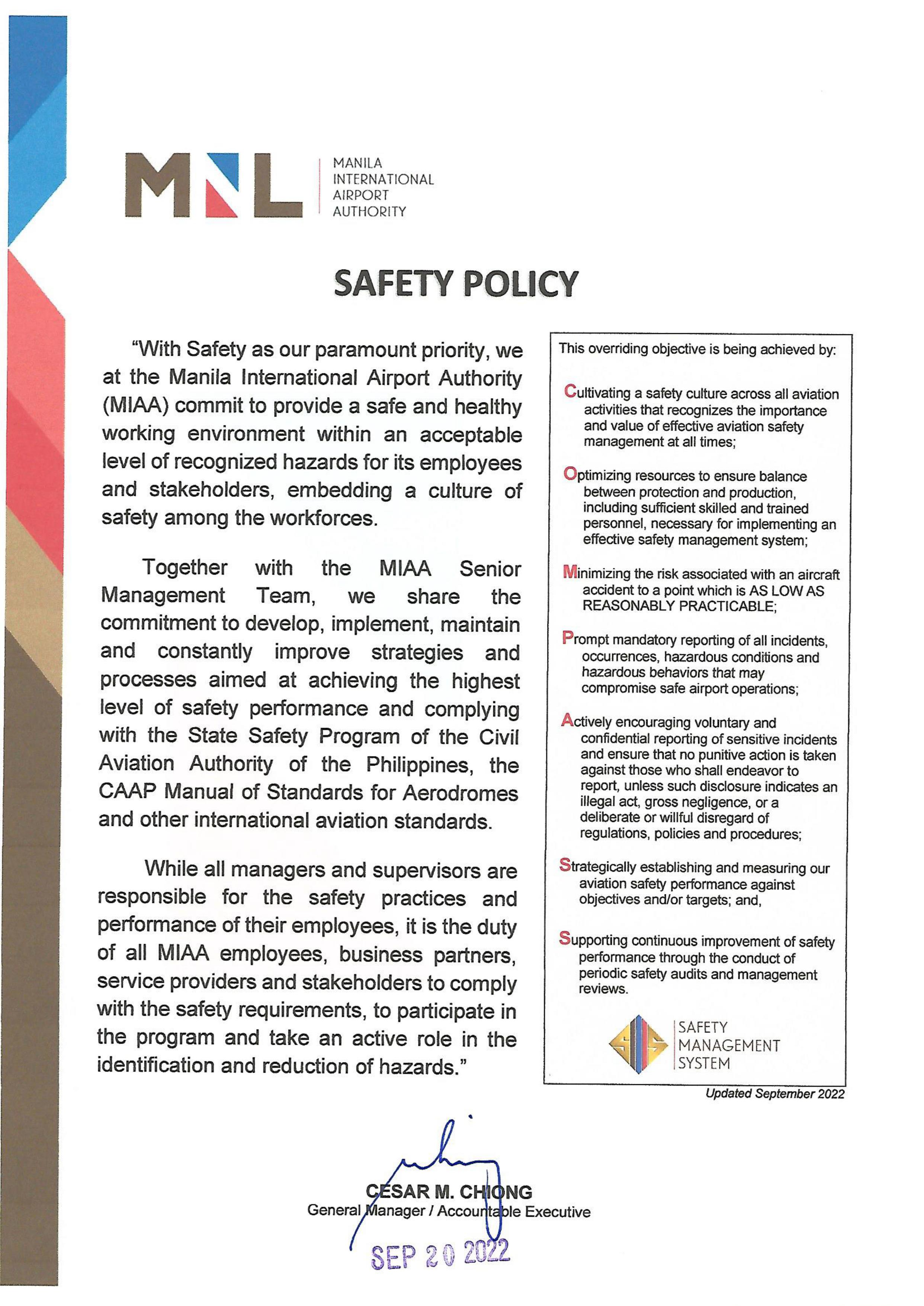 safety policy 2020